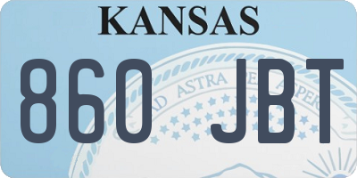 KS license plate 860JBT