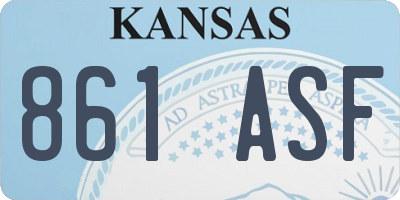 KS license plate 861ASF