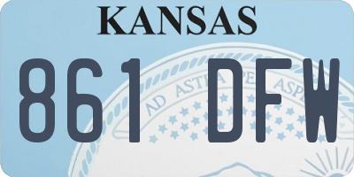 KS license plate 861DFW