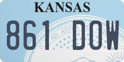 KS license plate 861DOW