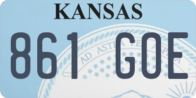 KS license plate 861GOE