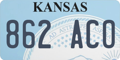 KS license plate 862ACO