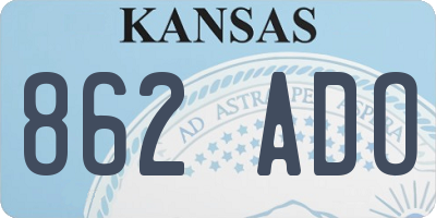 KS license plate 862ADO