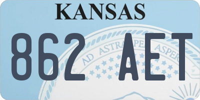 KS license plate 862AET