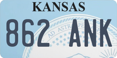KS license plate 862ANK