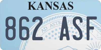 KS license plate 862ASF