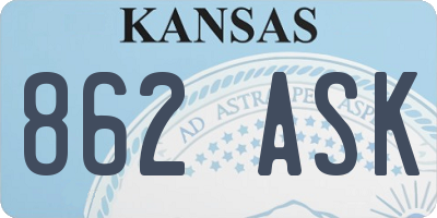 KS license plate 862ASK