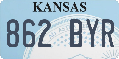 KS license plate 862BYR