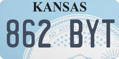 KS license plate 862BYT