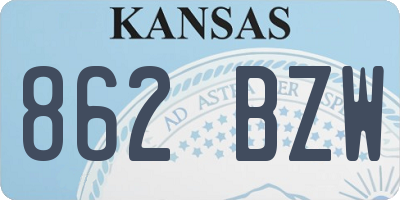 KS license plate 862BZW