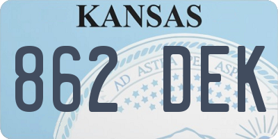 KS license plate 862DEK