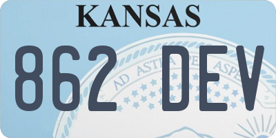 KS license plate 862DEV