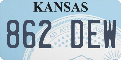 KS license plate 862DEW