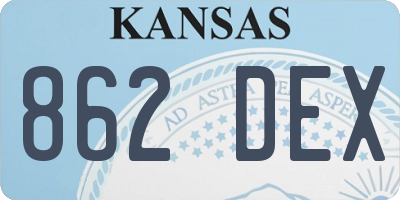 KS license plate 862DEX