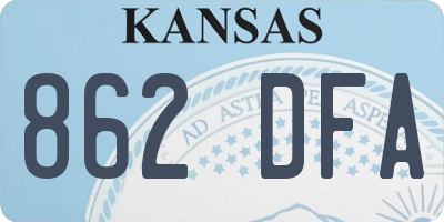 KS license plate 862DFA