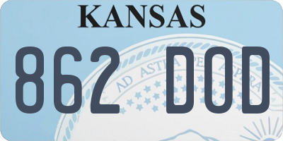 KS license plate 862DOD