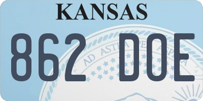 KS license plate 862DOE