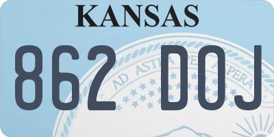 KS license plate 862DOJ