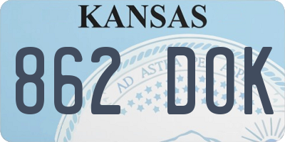 KS license plate 862DOK