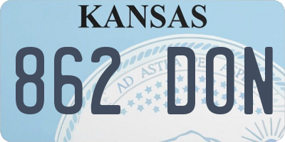 KS license plate 862DON