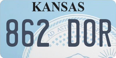 KS license plate 862DOR