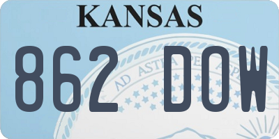 KS license plate 862DOW