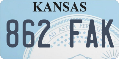 KS license plate 862FAK