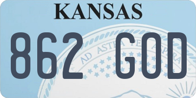 KS license plate 862GOD