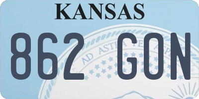 KS license plate 862GON