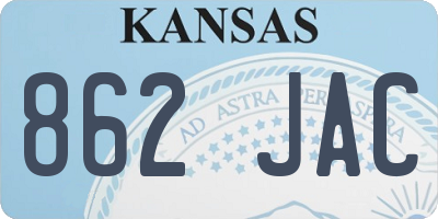 KS license plate 862JAC
