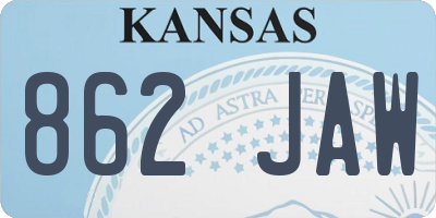 KS license plate 862JAW