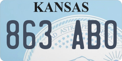 KS license plate 863ABO