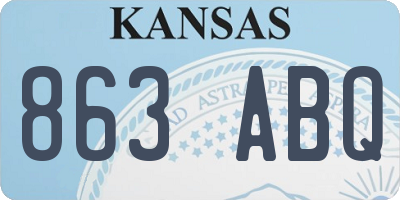 KS license plate 863ABQ