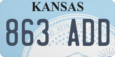 KS license plate 863ADD