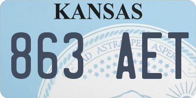 KS license plate 863AET