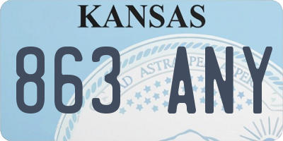 KS license plate 863ANY