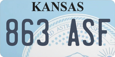 KS license plate 863ASF