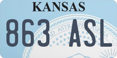 KS license plate 863ASL