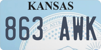 KS license plate 863AWK