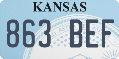 KS license plate 863BEF