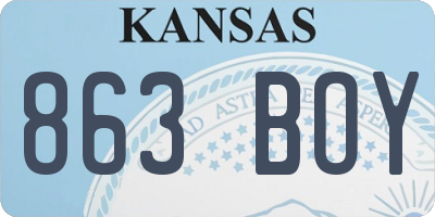 KS license plate 863BOY