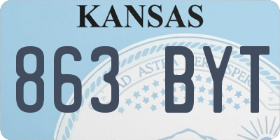 KS license plate 863BYT