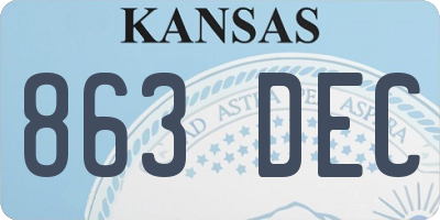 KS license plate 863DEC