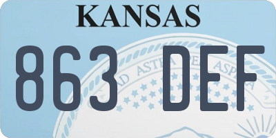 KS license plate 863DEF