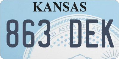 KS license plate 863DEK