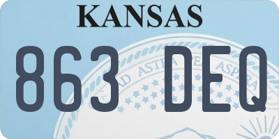 KS license plate 863DEQ
