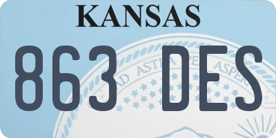 KS license plate 863DES