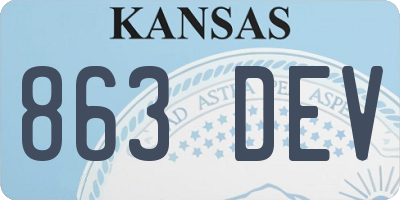 KS license plate 863DEV