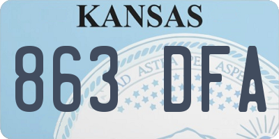 KS license plate 863DFA
