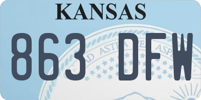 KS license plate 863DFW